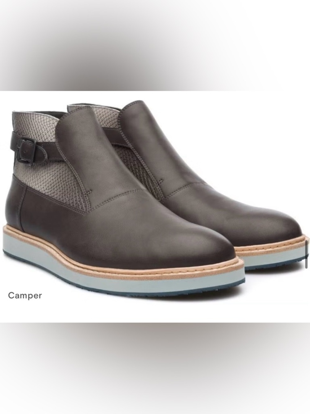 Camper Magnus Green Leather & Snakeskin Ankle Strap Boots Size 44 / US 10.5–11